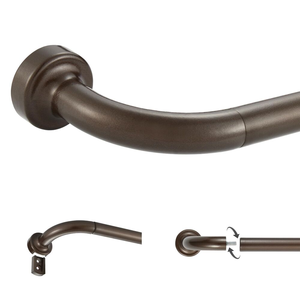 Dark Bronze Curtain Rod, Adjustable Width 48-84", Wrap Around Design